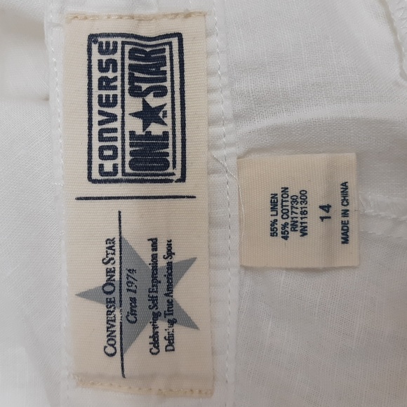 Converse One Star Women's White Linen Blend Pants - Picture 7 of 8